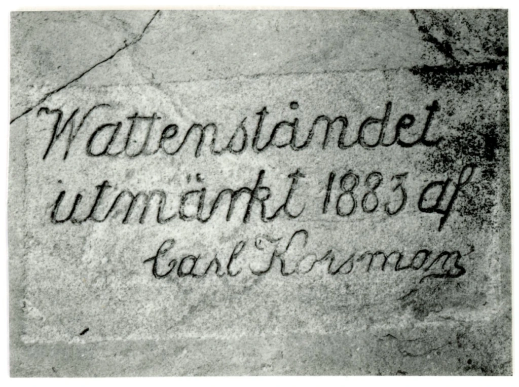 Hankolaisen Carl Korsmanin vuonna 1883 tekemä vedenkorkeusviiva
